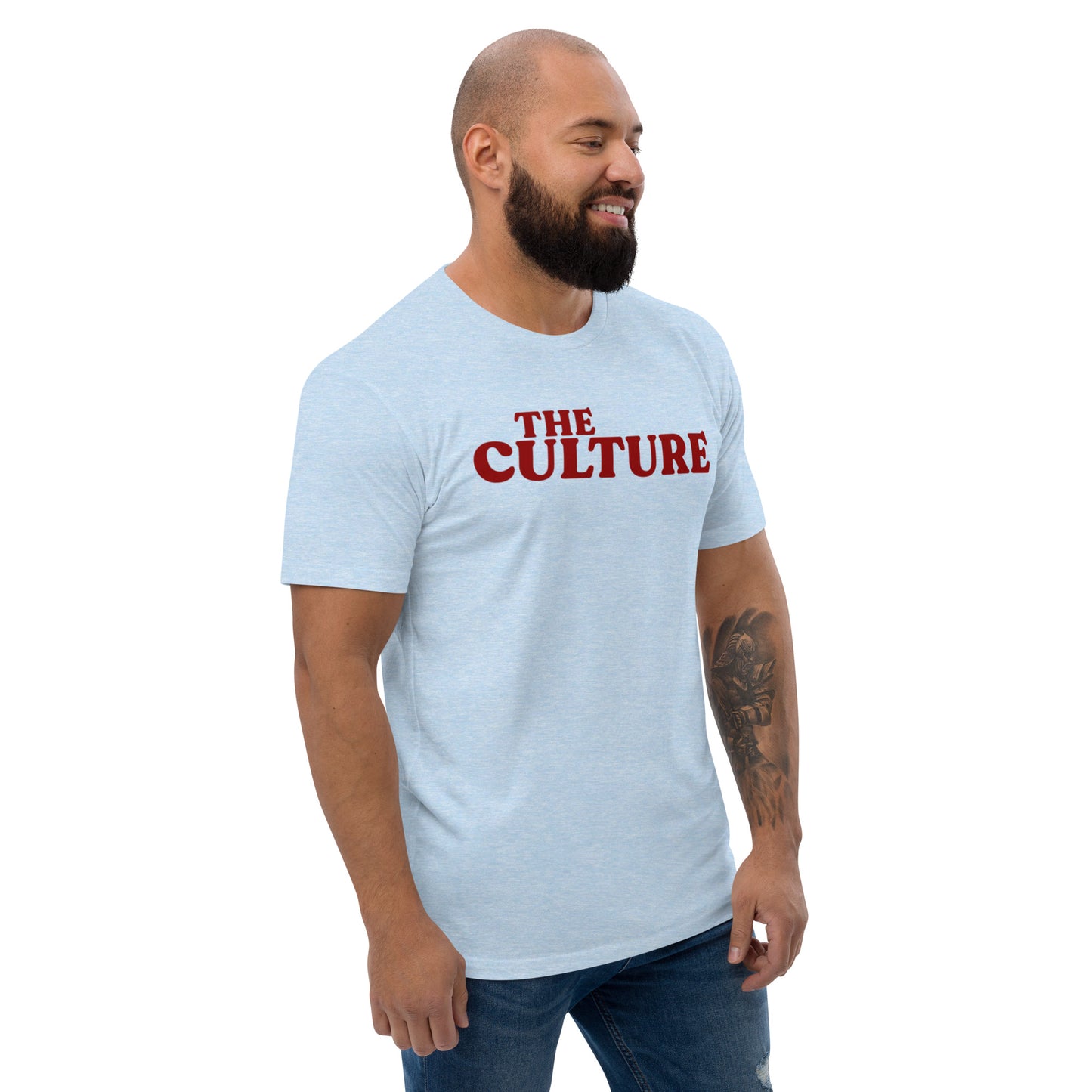 CULTURE SHORT SLEEVE LIGHT BLUE FITTED TSHIRT